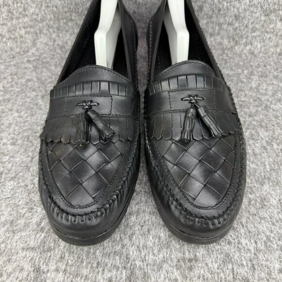 ✅Earth Shoe Mens 13 Alan II Black Leather Tassel Kilti Slip-On Moc Toe Loafers - Picture 6 of 12